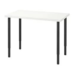 OLOV/LINNMON - Meja, putih/hitam, 100x60 cm