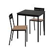 SANDSBERG/SANDSBERG - Meja dan 2 kursi, hitam/hitam, 67x67 cm