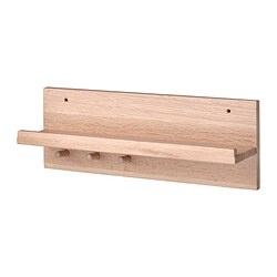HÄSTVISKARE - Rak dinding dg gantungan, kayu oak, 42x15x11 cm