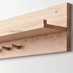 HÄSTVISKARE - Rak dinding dg gantungan, kayu oak, 42x15x11 cm