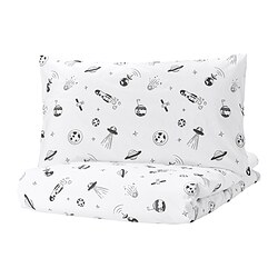 AFTONSPARV - Duvet cover and pillowcase, space white/black, 150x200/50x80 cm