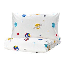 AFTONSPARV - Sarung duvet dan sarung bantal, ruang/aneka warna, 150x200/50x80 cm