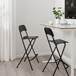 FRANKLIN - Bar stool with backrest, foldable, black/black, 74 cm