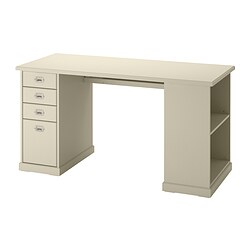 VEBJÖRN - Desk, beige, 140x60 cm