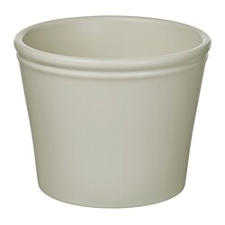 KÖRSBÄRSBJÖRK - Plant pot, light grey/beige, 12 cm