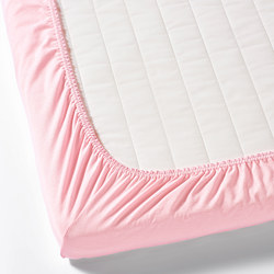 LEN - Fitted sheet for cot, white/pink, 60x120 cm