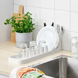 STÄMLING - Pengering piring, putih pudar, 48 cm