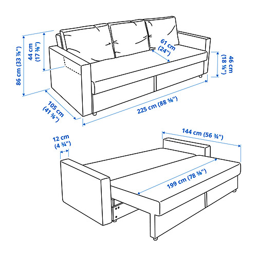 FRIHETEN Measurement Illustration
