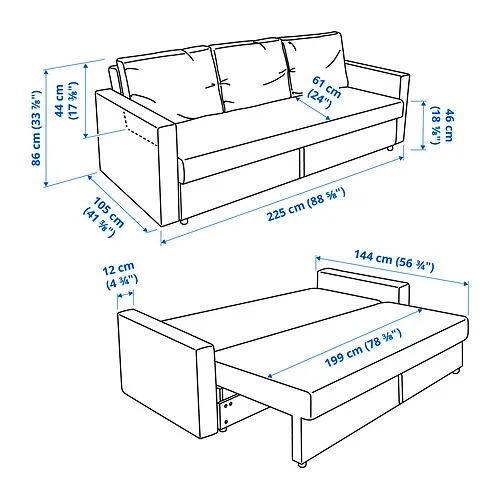 FRIHETEN Measurement Illustration