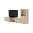 BESTÅ - Kombinasi penyimpanan TV/pintu kaca, Lappviken/Sindvik kaca bning ksan kayu oak dwrnai pth, 240x42x129 cm