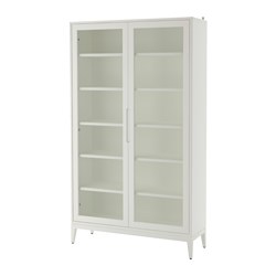 REGISSÖR - Glass-door cabinet, white, 118x203 cm