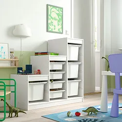 TROFAST - Kombinasi penyimpanan dgn kotak, putih/putih, 99x44x95 cm