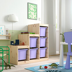 TROFAST - Storage combination with boxes, light white stained pine/lilac, 94x44x91 cm