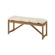 NÄMMARÖ - Bench with cushion, light brown stained/light grey-beige, 120 cm