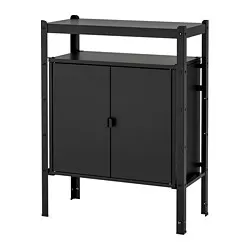 BROR - Unit rak dengan kabinet, hitam, 85x40x110 cm