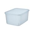RYKTA - Storage box with lid, transparent grey-blue, 18x24x12 cm/3.5 l