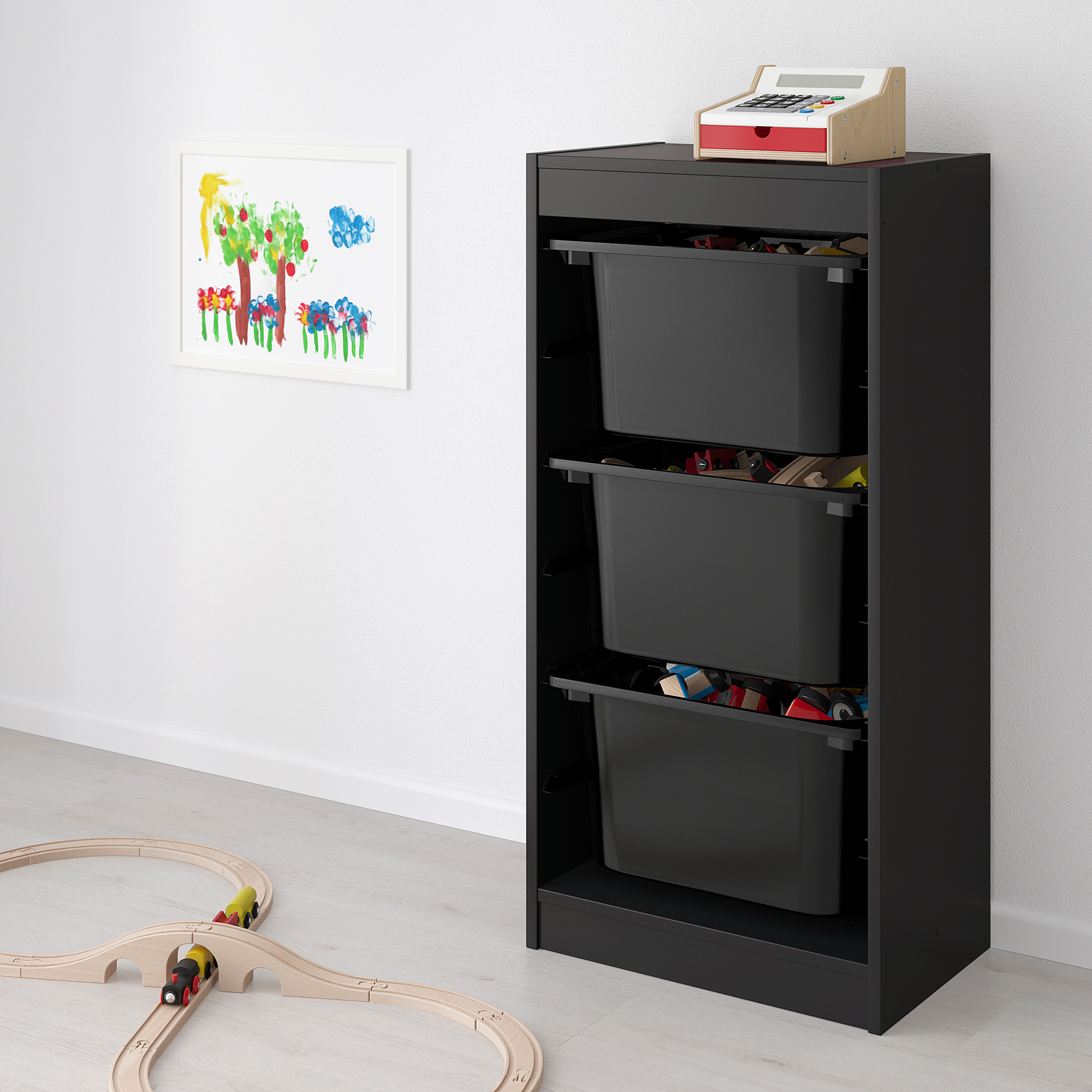 TROFAST storage combination with boxes, black/black IKEA Indonesia