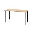 LAGKAPTEN/ADILS - Desk, white stained oak effect/black, 140x60 cm