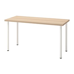 LAGKAPTEN/ADILS - Desk, white stained oak effect/white, 140x60 cm