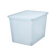 RYKTA - Storage box with lid, transparent grey-blue, 36x50x35 cm/44.5 l
