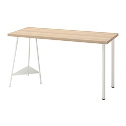 TILLSLAG/LAGKAPTEN - Desk, white stained oak effect/white, 140x60 cm