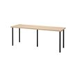 LAGKAPTEN/ADILS - Desk, white stained oak effect/black, 200x60 cm
