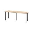 LAGKAPTEN/ADILS - Desk, white stained oak effect/dark grey, 200x60 cm