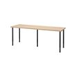 LAGKAPTEN/OLOV - Desk, white stained oak effect/black, 200x60 cm