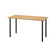 ANFALLARE/ADILS - Desk, bamboo/black, 140x65 cm