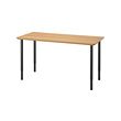 ANFALLARE/OLOV - Desk, bamboo/black, 140x65 cm