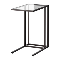 VITTSJÖ - Laptop stand, black-brown/glass, 35x65 cm