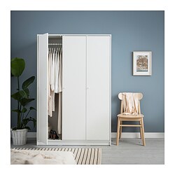 KLEPPSTAD - Lemari pakaian 3 pintu, putih, 117x176 cm