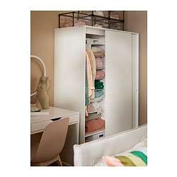 KLEPPSTAD - Lemari pakaian dg pintu geser, putih, 117x176 cm