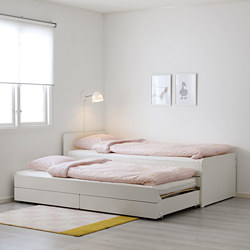 SLÄKT - Underbed with storage, white, 90x200 cm