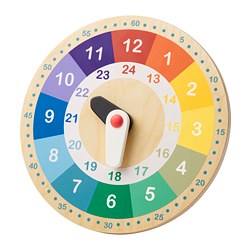 UNDERHÅLLA - Mainan jam kayu edukasi, aneka warna, 25 cm