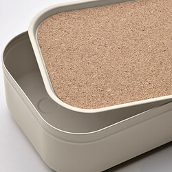 HARVMATTA - Box with lid, light beige, 12x24x6 cm