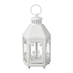 KRINGSYNT - Lantern for tealight, in/outdoor, white, 21 cm