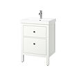 ORRSJÖN/HEMNES - Wash-stnd w drawers/wash-basin/tap, white, 62x49x89 cm