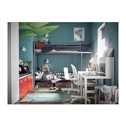 SVÄRTA - Bunk bed frame, silver-colour, 90x200 cm