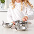 DUKTIG - 5-piece toy cookware set, stainless steel colour