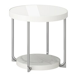 FRÖTORP - Side table, white chrome-plated/white glass, 48 cm