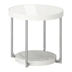 FRÖTORP - Meja samping, putih dilapisi krom/putih kaca, 48 cm