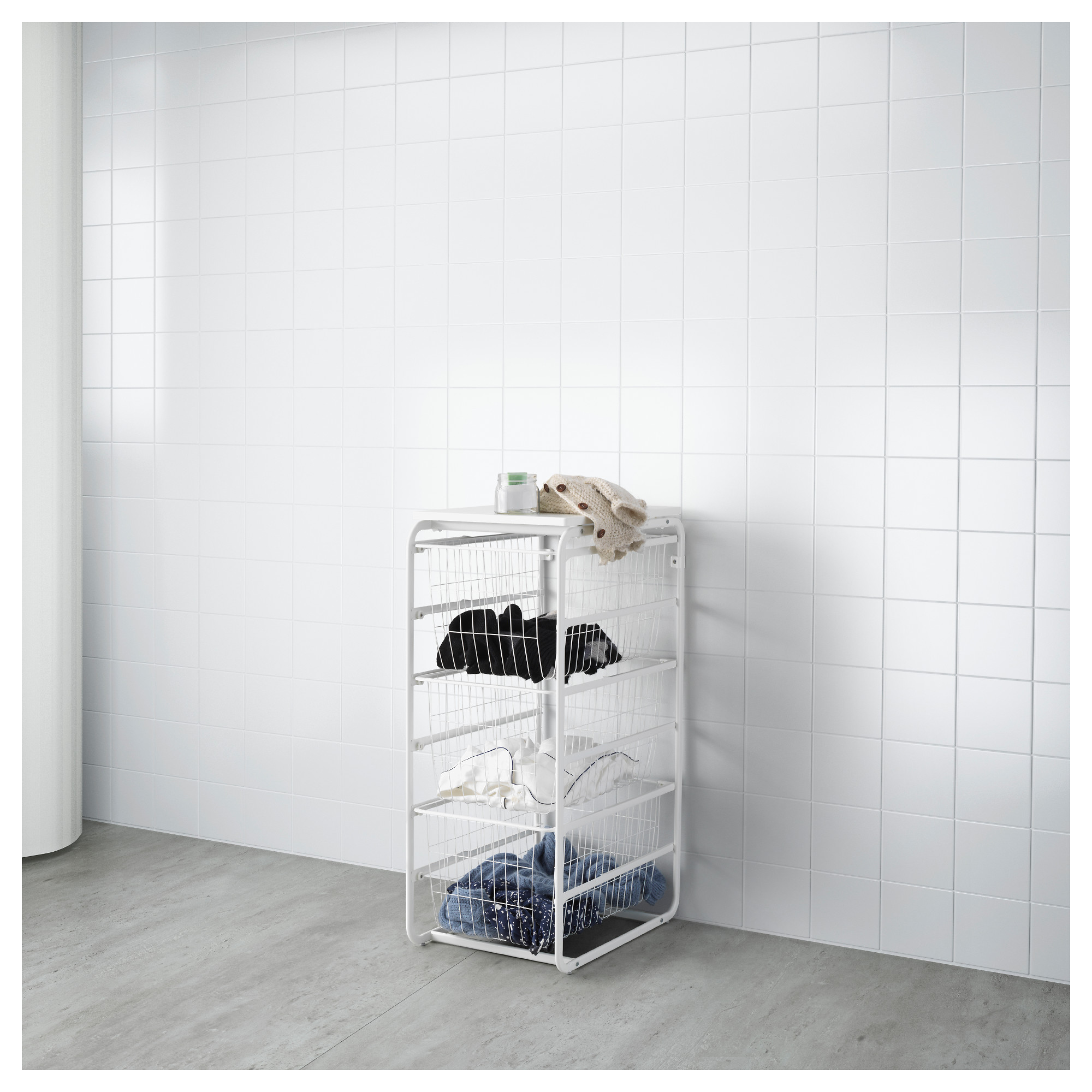 Algot Frame 3 Wire Baskets Top Shelf White Ikea Indonesia