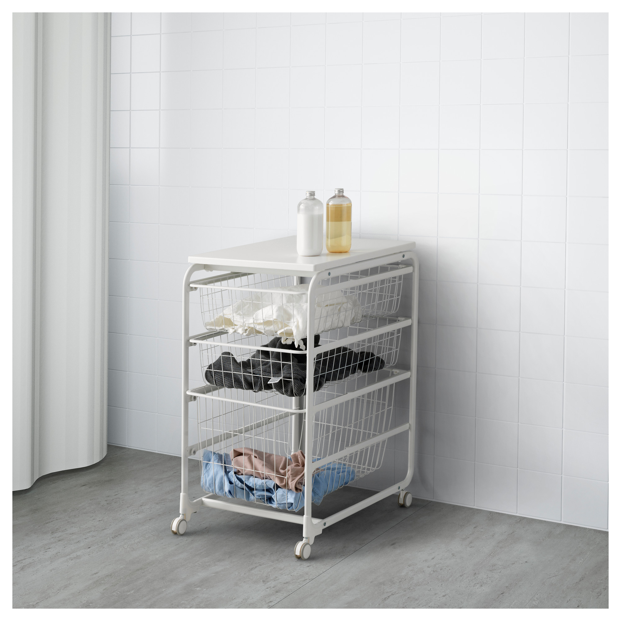 ALGOT frame/wire baskets/top shelf/castor, white IKEA Indonesia