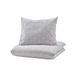 NATTSLÄNDA - Sarung duvet dan sarung bantal, motif bunga abu-abu/putih, 150x200/50x80 cm