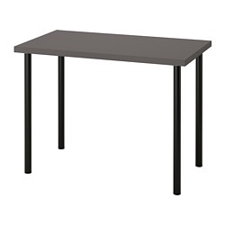 ADILS/LINNMON - Meja, abu-abu tua/hitam, 100x60 cm
