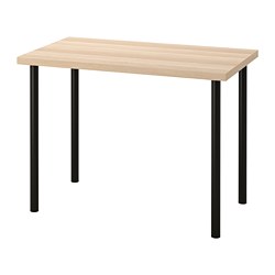 ADILS/LINNMON - Desk, white stained oak effect/black, 100x60 cm