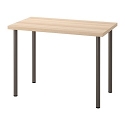 ADILS/LINNMON - Desk, white stained oak effect/dark grey, 100x60 cm