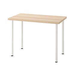 ADILS/LINNMON - Meja, efek kayu oak diwarnai putih/putih, 100x60 cm