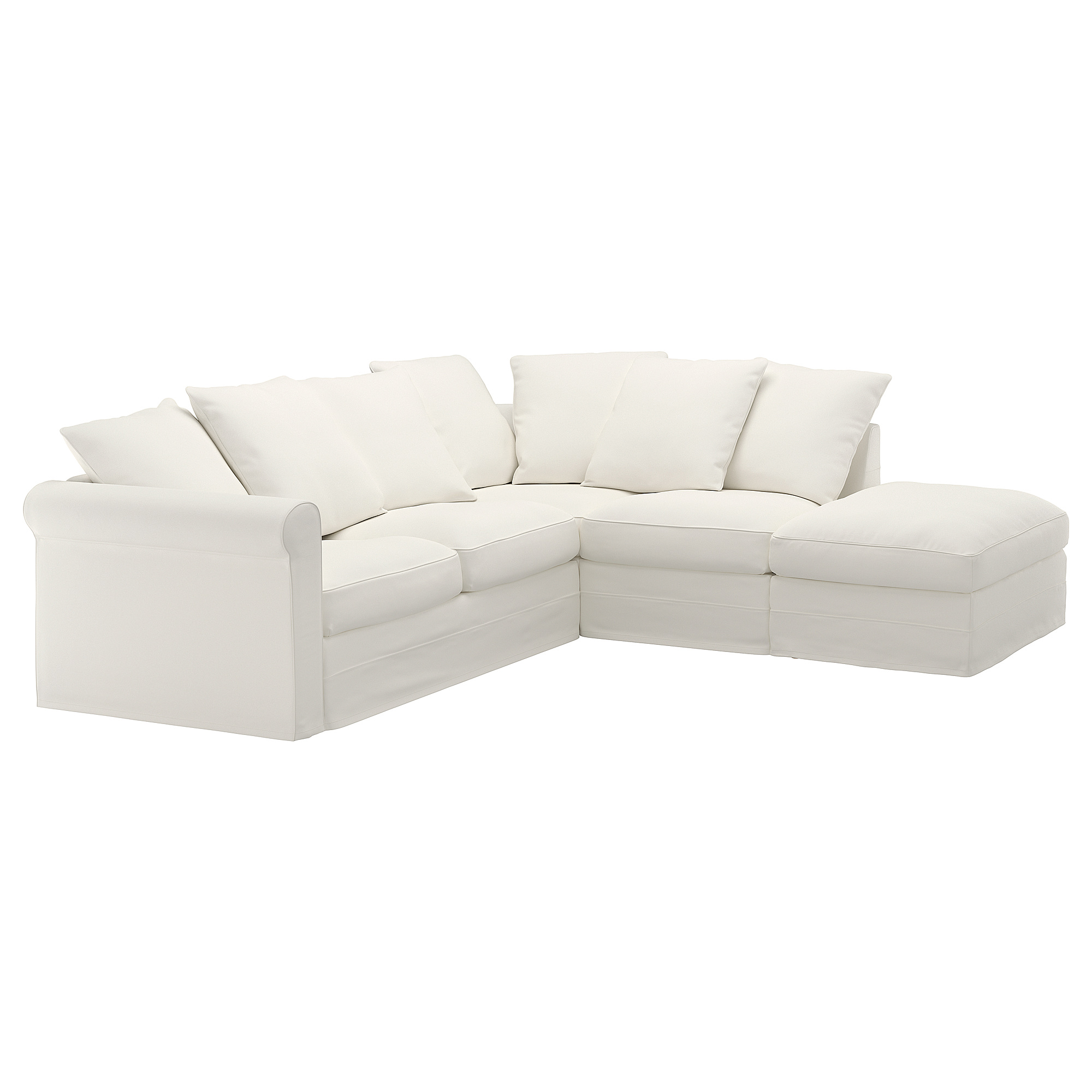 GRÖNLID sofa sudut, 4 dudukan, dengan ujung terbuka/Inseros putih